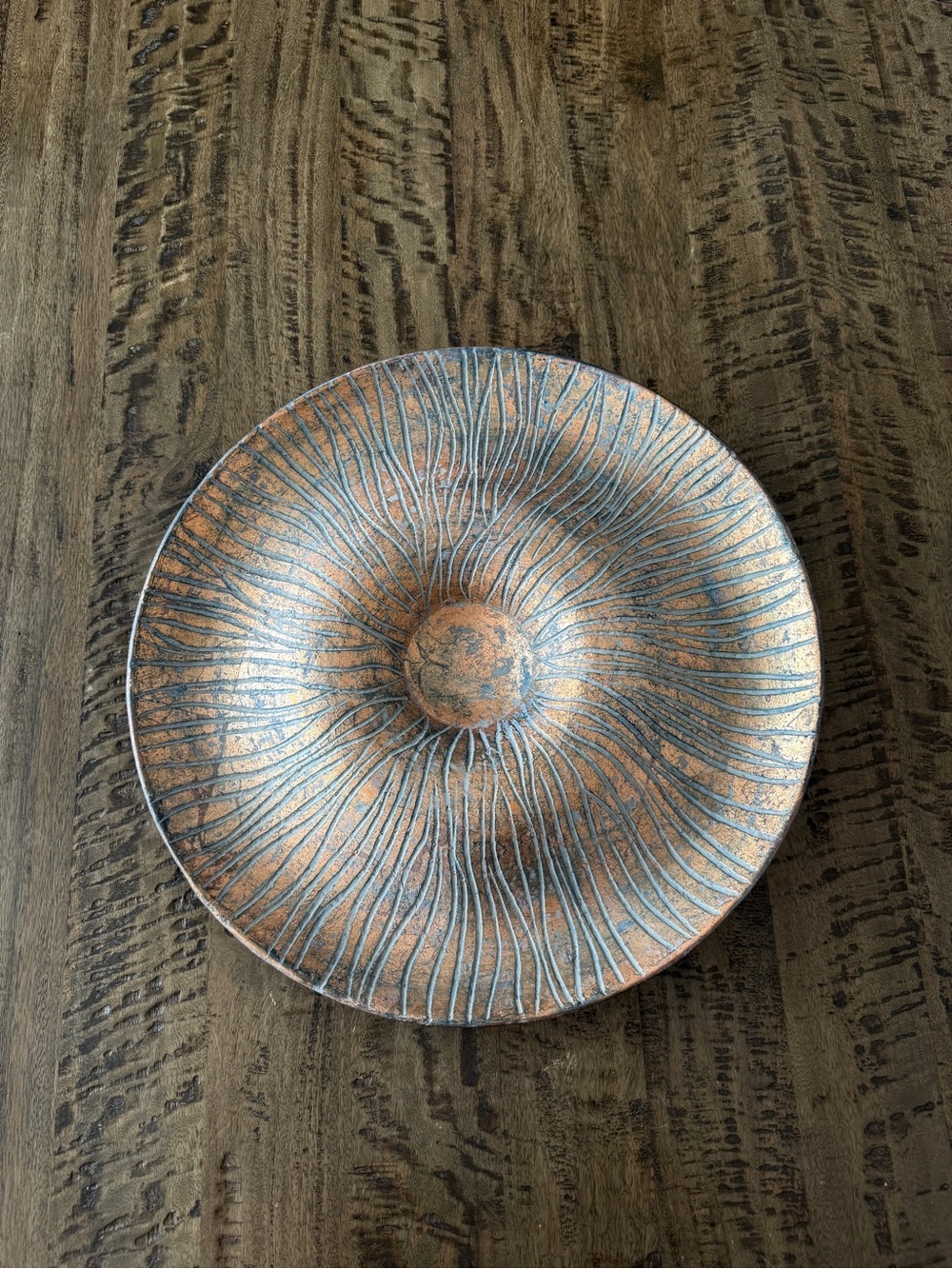 XL 17” Artisan Handcrafted Bronze Starburst Statement Platter / Bowl